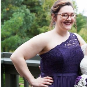 Lapis bridesmaid dress with lace detail, sz 16